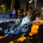 54 inch HDPE pipe A 54-inch HDPE pipe pulled underground