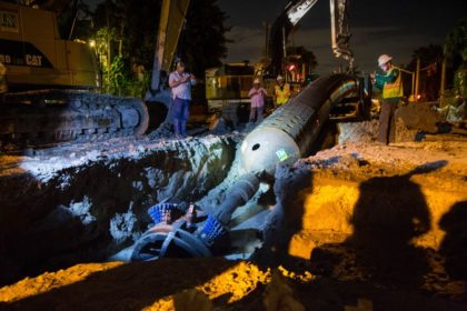 54 inch HDPE pipe A 54-inch HDPE pipe pulled underground